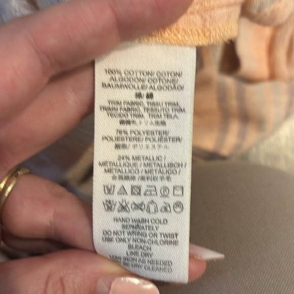 Free People Peach Checkered Button-Down Shirt - Picture 5 of 5